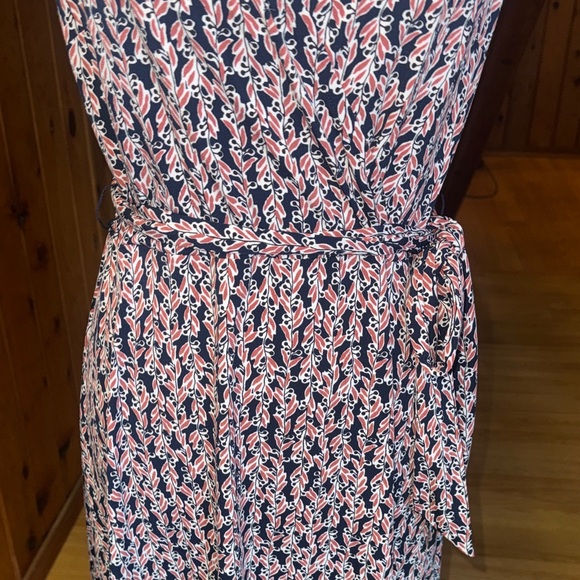 LOFT size small Pink and navy  Patterned tie Dress S 4/6 - Picture 3 of 13